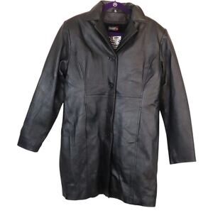 USA Bikers Dream Apparel Thinsulate Black Leather Jacket Coat Mid Length Fur XL